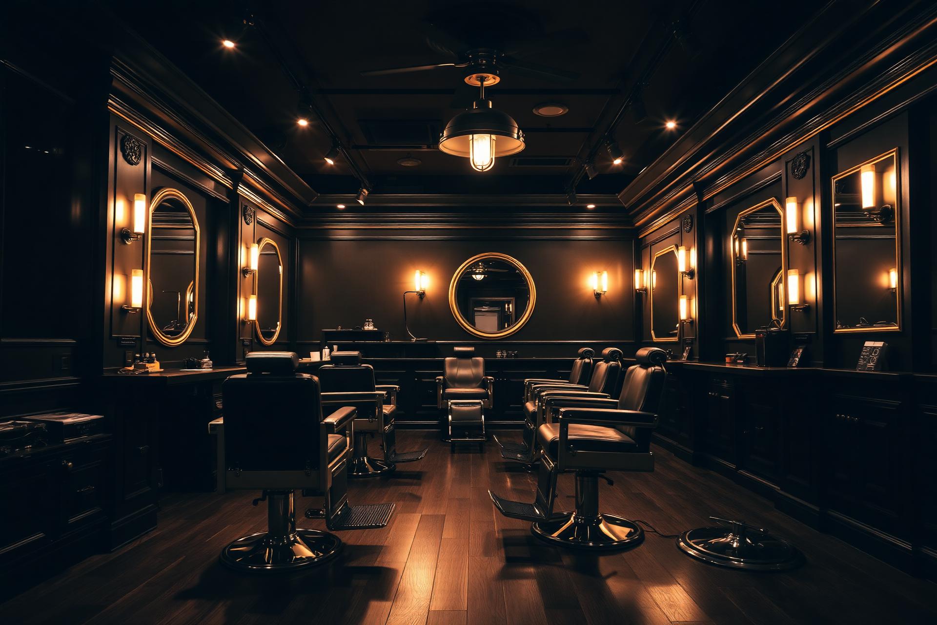 Interior sofisticado da Barbearia Premium